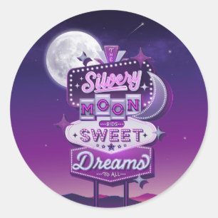 Lune argentée souhaite de doux rêves / Autocollant