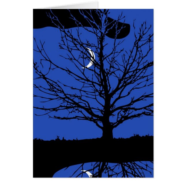 Lune avec arbre, Bleu Cobalt, Noir et Blanc (Devant)
