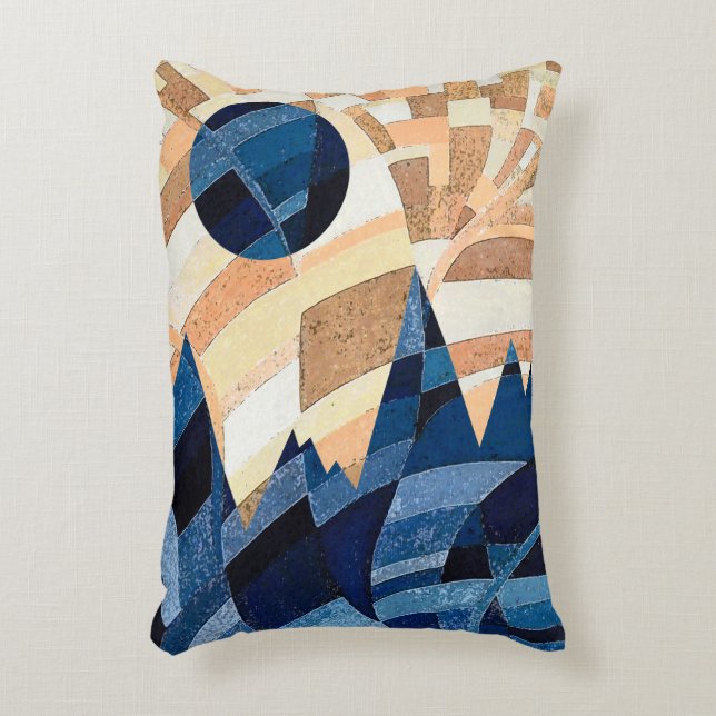 Lune bleue et montagnes Coussin d'accents texturau (Devant(Vertical))