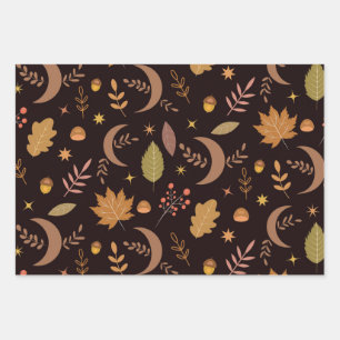 Lune bohème avec motif de feuilles d'automne