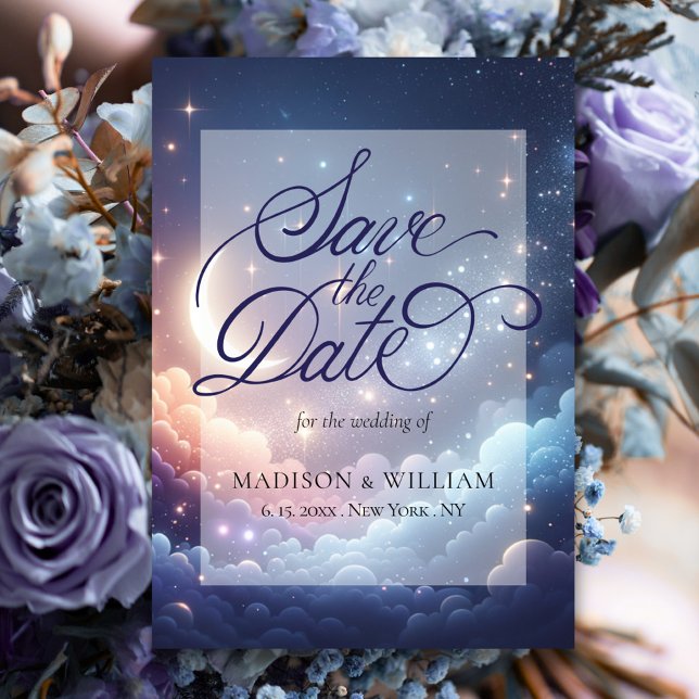 Lune céleste et étoiles Enregistrer la carte de da (Créateur téléchargé)