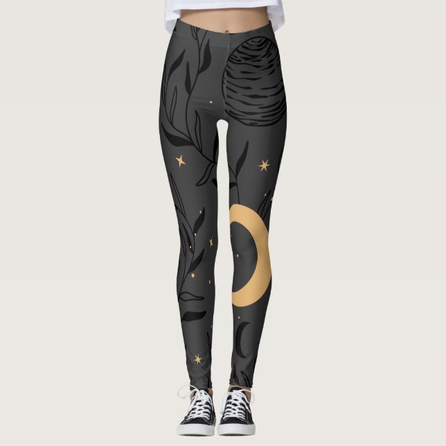 Lune céleste Thème Leggings (Devant)