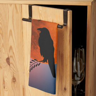 Lune & Corbeaux, Oiseau Noir Cuisine Serviette Cor