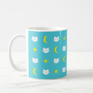 Lune de chat de Kitty et tasse d'étoiles