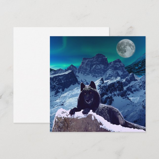 Lune de loup noir | Carte Gothique Plat (Devant / Derrière)