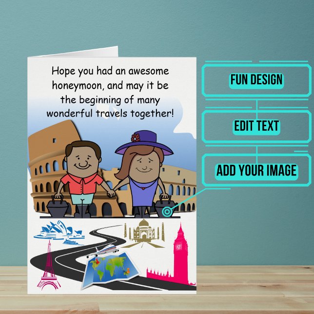 Lune de miel Bienvenue Retour Carte personnalisée (Send your love and congratulations with a modern and unique twist.)