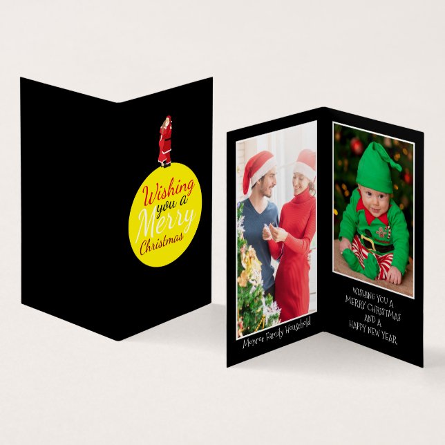 Lune de Noël, Carte de Noël Photo Famille (Intérieur et extérieur)