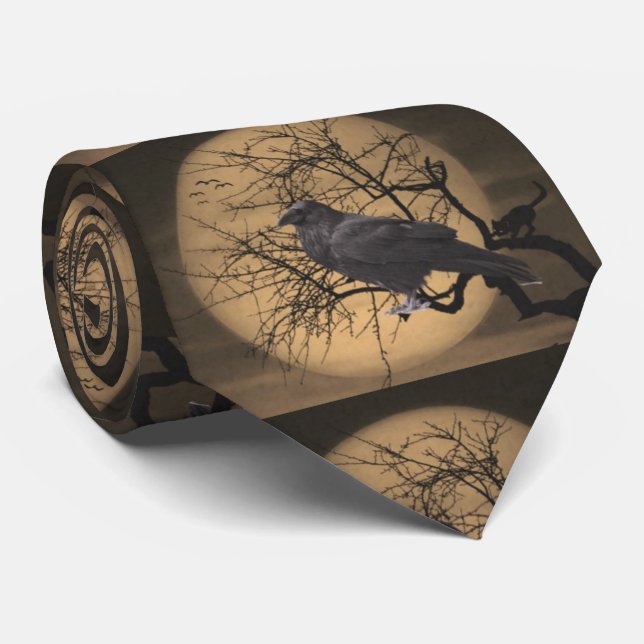 Lune de récolte d'Halloween avec Cravate corbeau (Roulé)