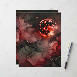 Lune de sang lune lueur Halloween Encre d'alcool s