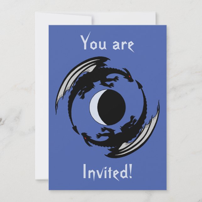 Lune Dragons Imaginaire Conception Invitation (Devant)