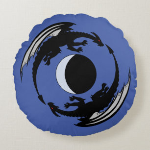 Lune Dragons Imaginaire Design Coussin rond