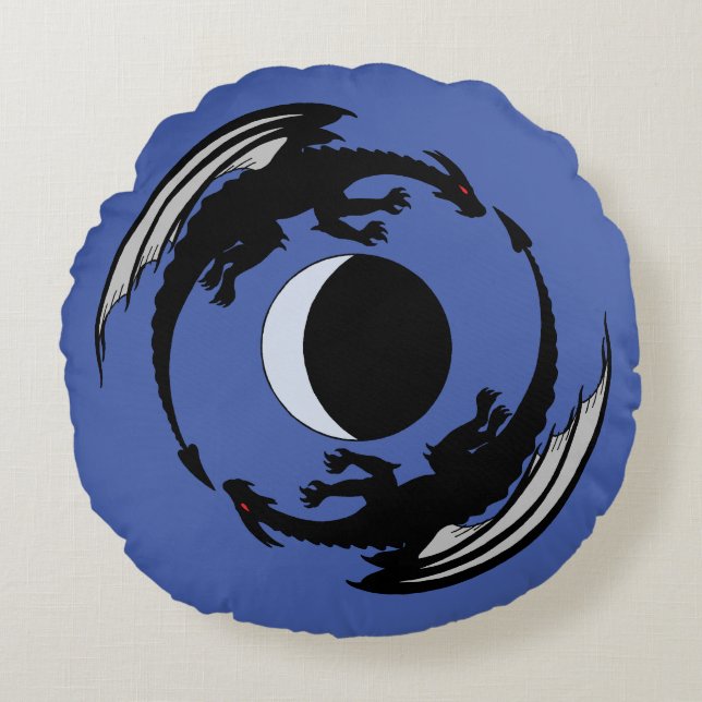 Lune Dragons Imaginaire Design Coussin rond (Devant)