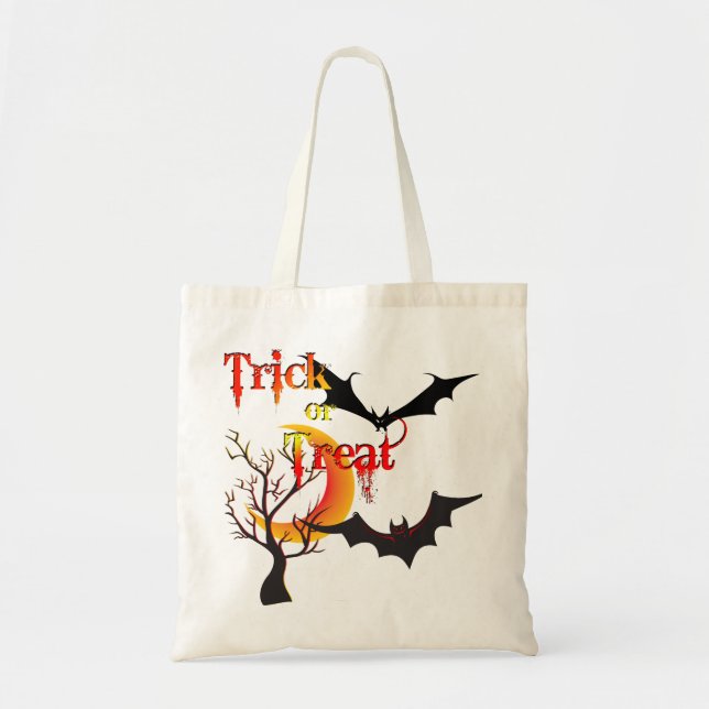 Lune effrayante et chauves-souris Sacs d'Halloween (Devant)