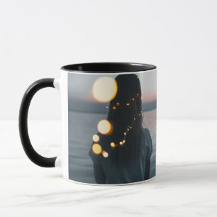 Lune Élégante Résumé Tasse en Céramique Noire