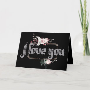 Lune et carte de Valentine d'aquarelle de Raven