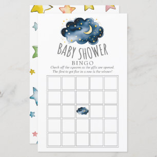 Lune et étoiles Baby shower Bingo Jeu