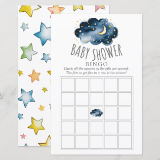 Lune et étoiles Baby shower Bingo Jeu