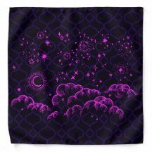 "Lune et étoiles" Bandana Marocaine (PK/BLK/PUR)