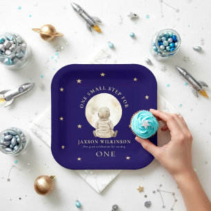Lune et Étoiles Bébé Premier Anniversaire Assiette