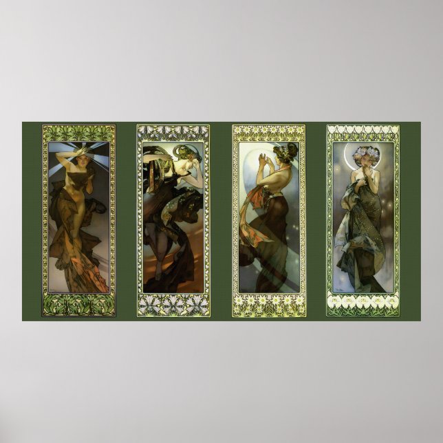 Lune et Étoiles par Alphonse Mucha Affiche (Devant)