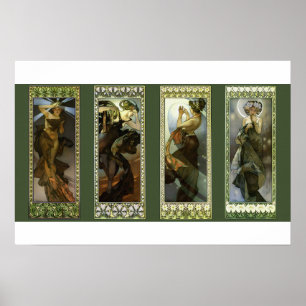 Lune et Étoiles par Alphonse Mucha Affiche
