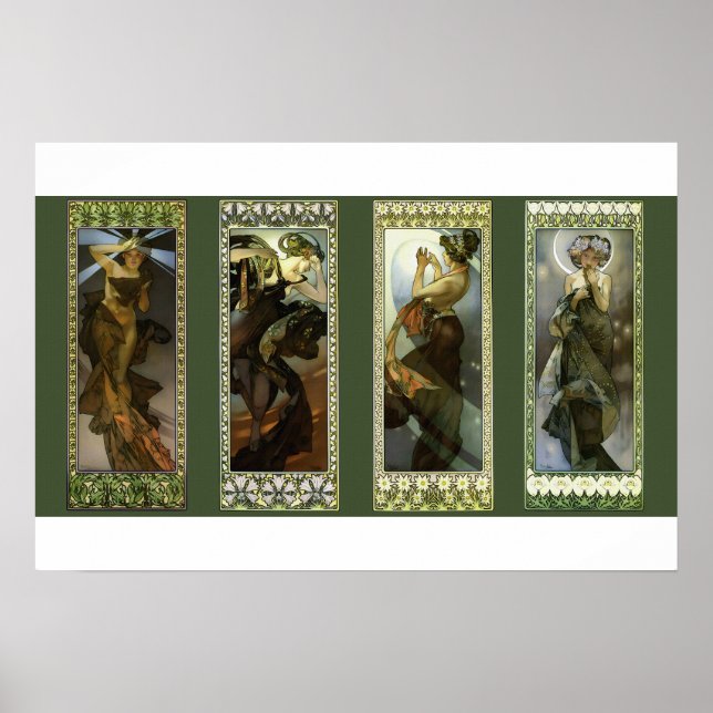 Lune et Étoiles par Alphonse Mucha Affiche (Devant)