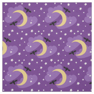Lune et étoiles Tissu d'Halloween