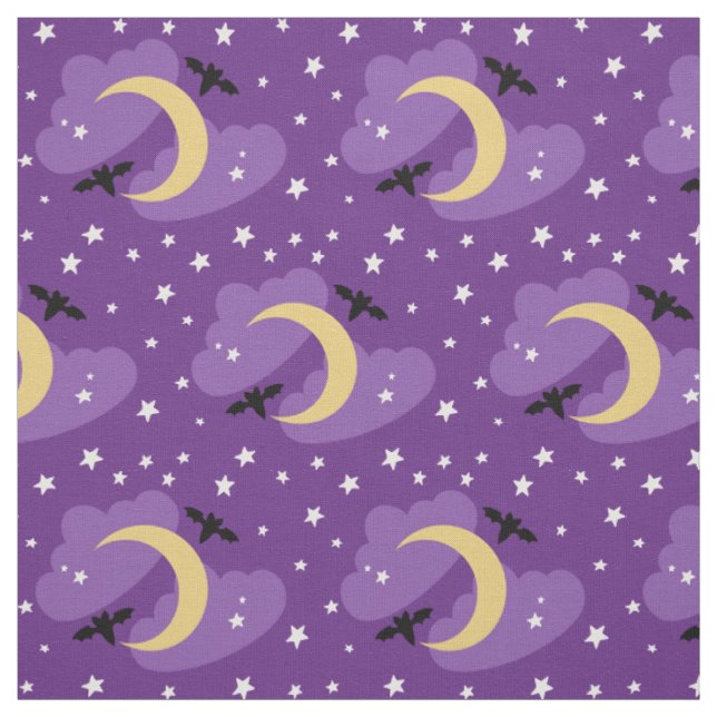 Lune et Étoiles | Tissu Halloween (Échantillon)