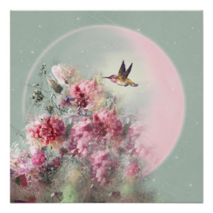Lune Et Fleurs - Poster