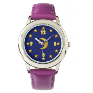 Lune et montre fraîches d'étoiles