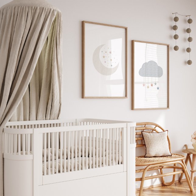 Lune et nuage boho ensemble de 2 crèches imprimé (Créateur téléchargé)