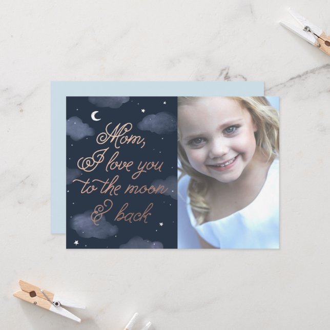Lune et retour Carte de fête des mères (Devant/Arrière en situation)
