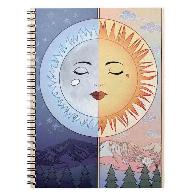 Lune et soleil Vintage style mystère carnet (Devant)