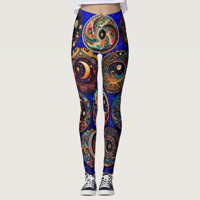 Lune et Star Celestial Leggings - Ciel de nuit (Devant)