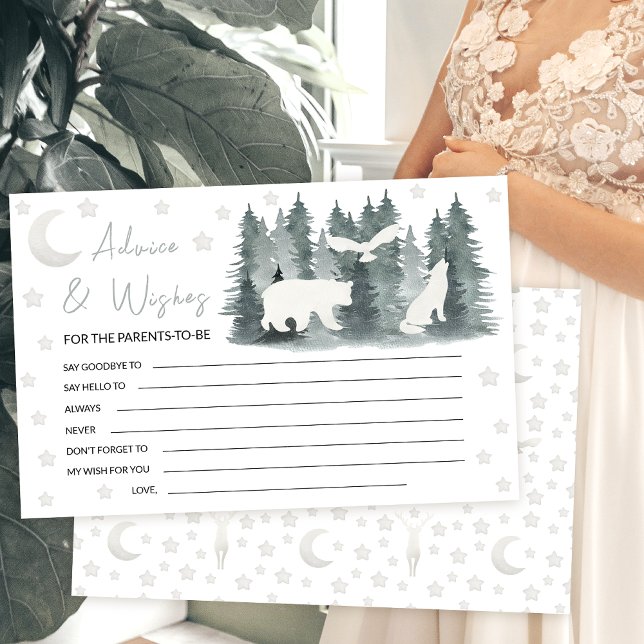 Lune étoiles bois baby shower parent carte conseil (Créateur téléchargé)