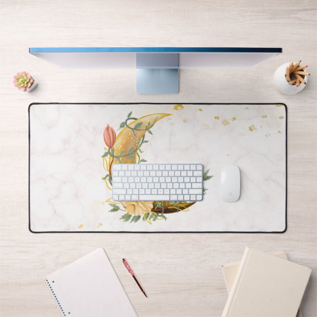 Lune florale, design nature beige et jaune (Bureau 1)