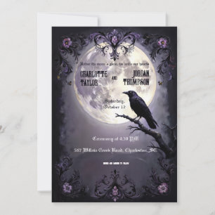 Lune gothique & Corbeau Mariage Invitations Style 