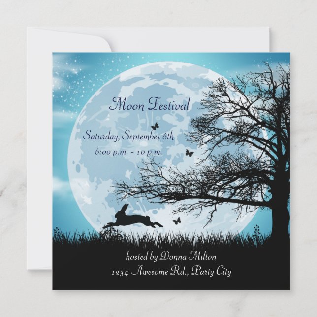 Lune mystique avec invitation en silhouette lapin (Devant)