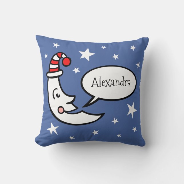 Lune personnalisée et étoiles Jeter coussin d'orei (Recto)