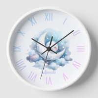 Lune personnalisée et nuages Horloge de la chambre