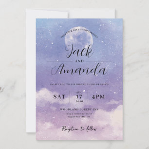 Lune romantique Aquarelle invitations mariage
