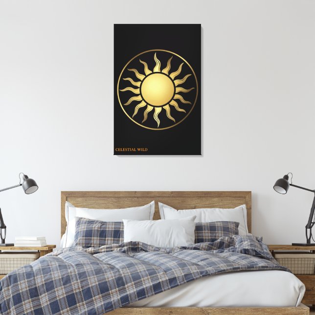Lune Soleil Or Noir Toile Art Déco Bohème (Insitu(Chambre))