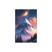 Lune sur les montagnes | Impression de nuit célest
