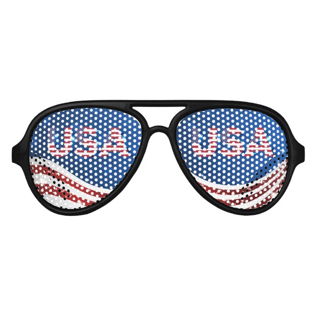 Lunettes De Fête Aviateur 4 juillet couleurs du drapeau américain & USA (Devant)