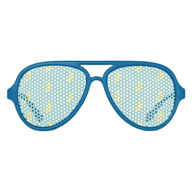 Lunettes De Fête Aviateur Banane jaune tirant bleu motif (Devant)