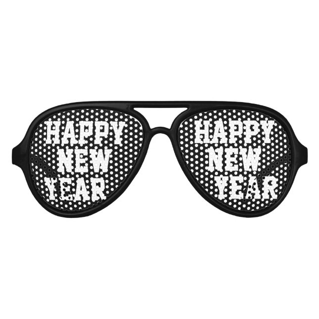 Lunettes De Fête Aviateur Black Happy New Year Party nuances (Devant)