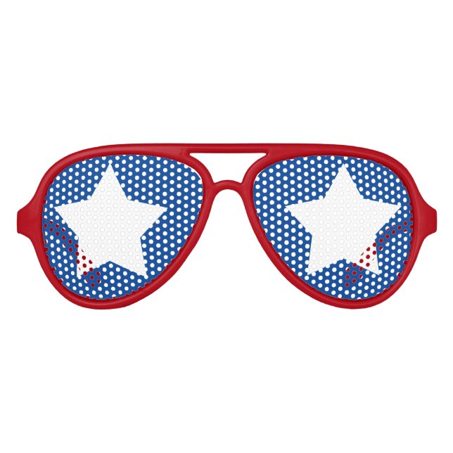 Lunettes De Fête Aviateur Blanc rouge et bleu USA Freedom (Devant)