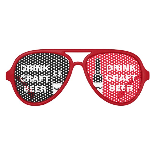 Lunettes De Fête Aviateur Boire Bière artisanale Noir Blanc Rouge (Devant)