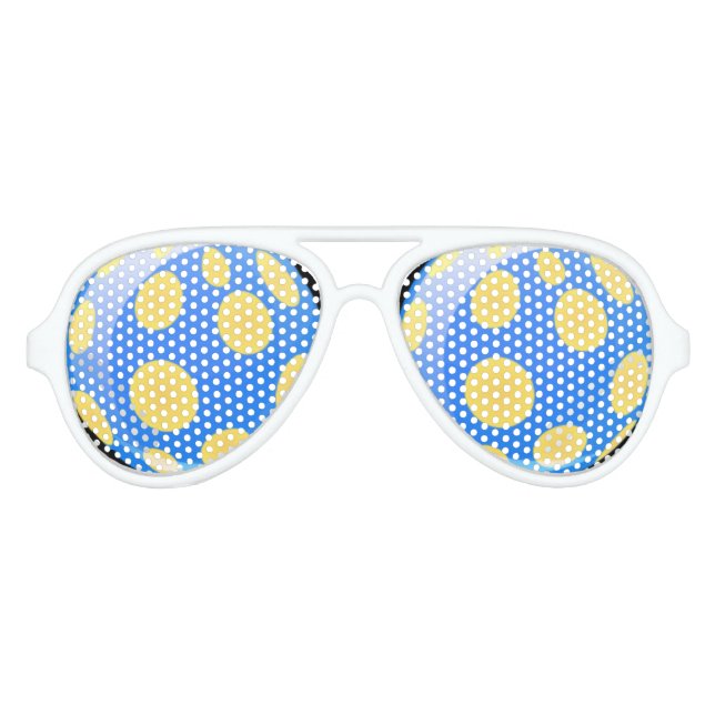Lunettes De Fête Aviateur Boules Jaunes Sur Arrière - plan Bleu (Devant)