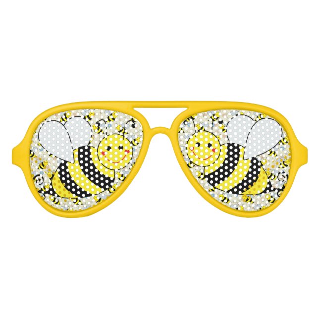 Lunettes De Fête Aviateur Bumble Bee mignonne avec Motif (Devant)